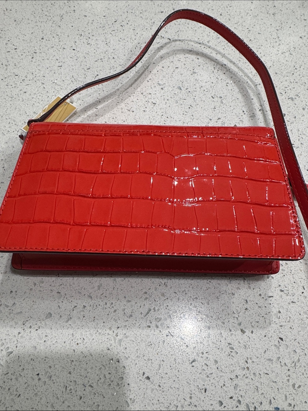 Michael Kors Glossy Orange/Red Croc-Embossed Crossbody Bag - Picture 4 of 4